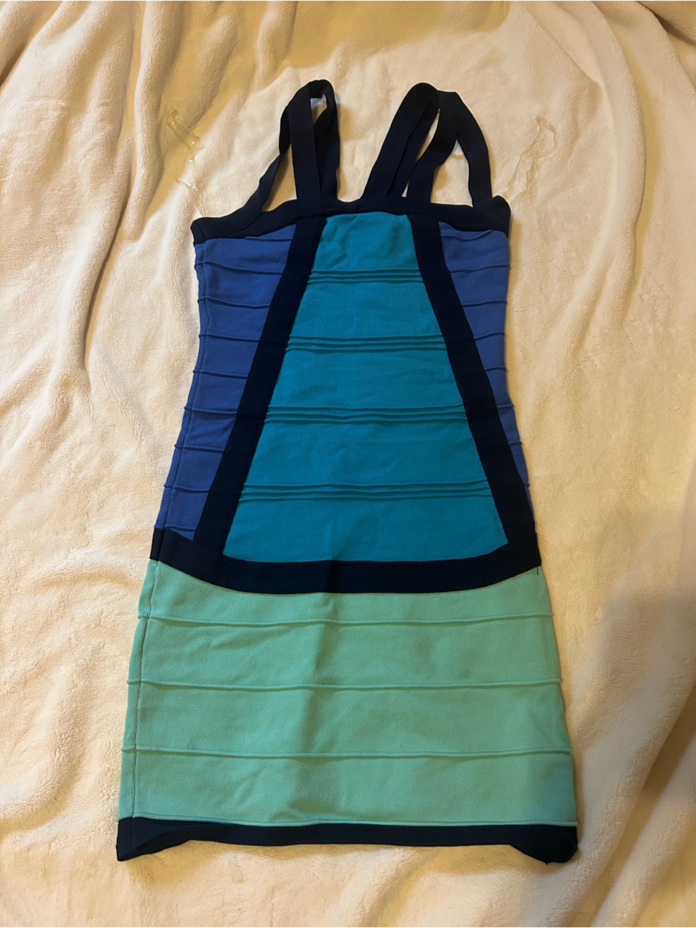 WOW couture 2016 Blue Colorblock bandage Dress
